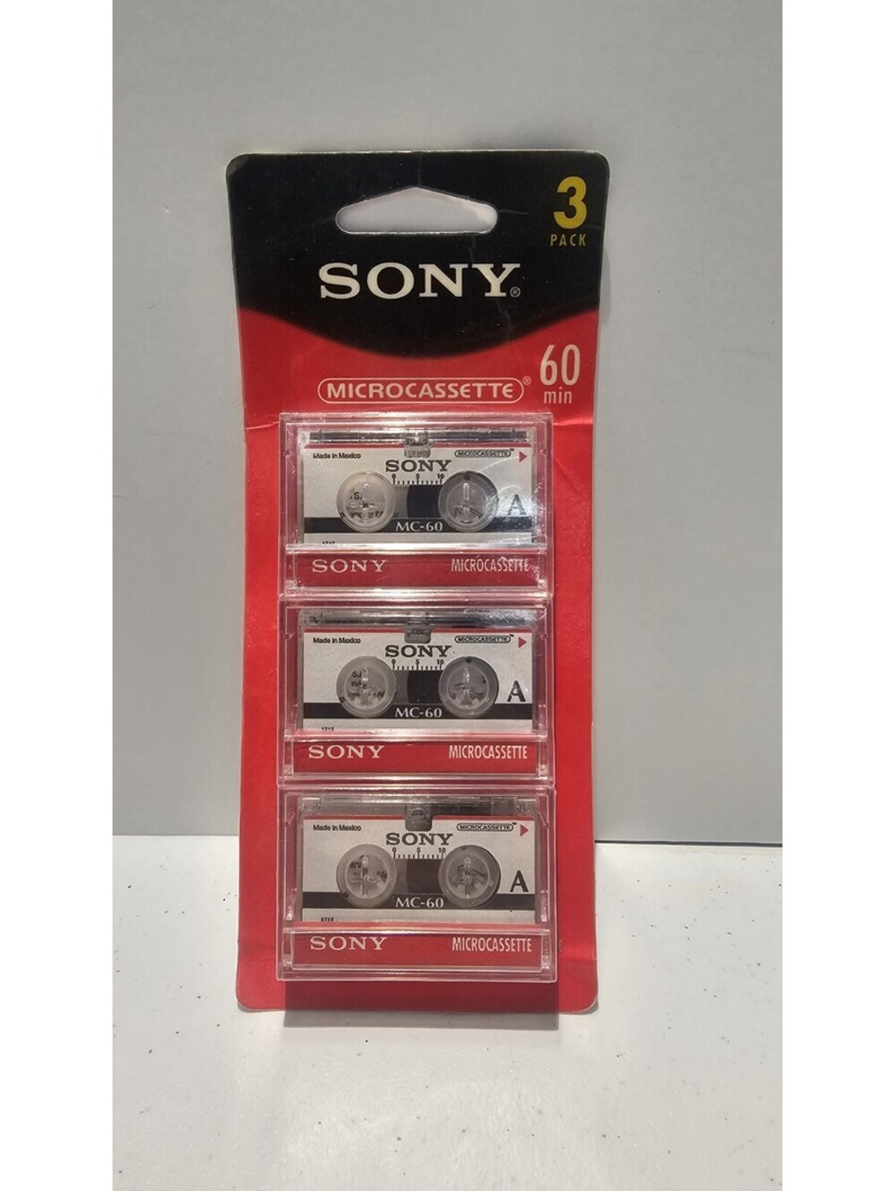 Sony MC-60 Microcassette Tapes 60 Min 3 Pack 3MC60L New Sealed Vintage